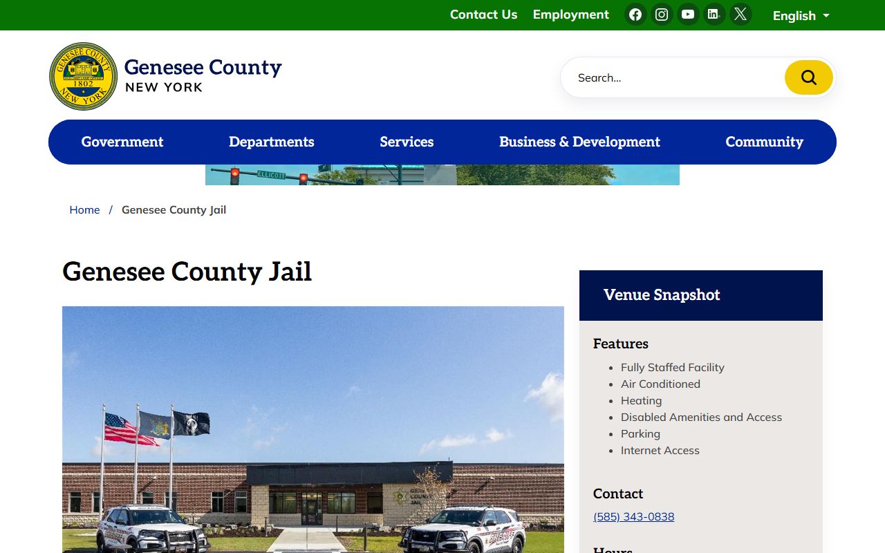 Genesee County Jail inmate population facility page